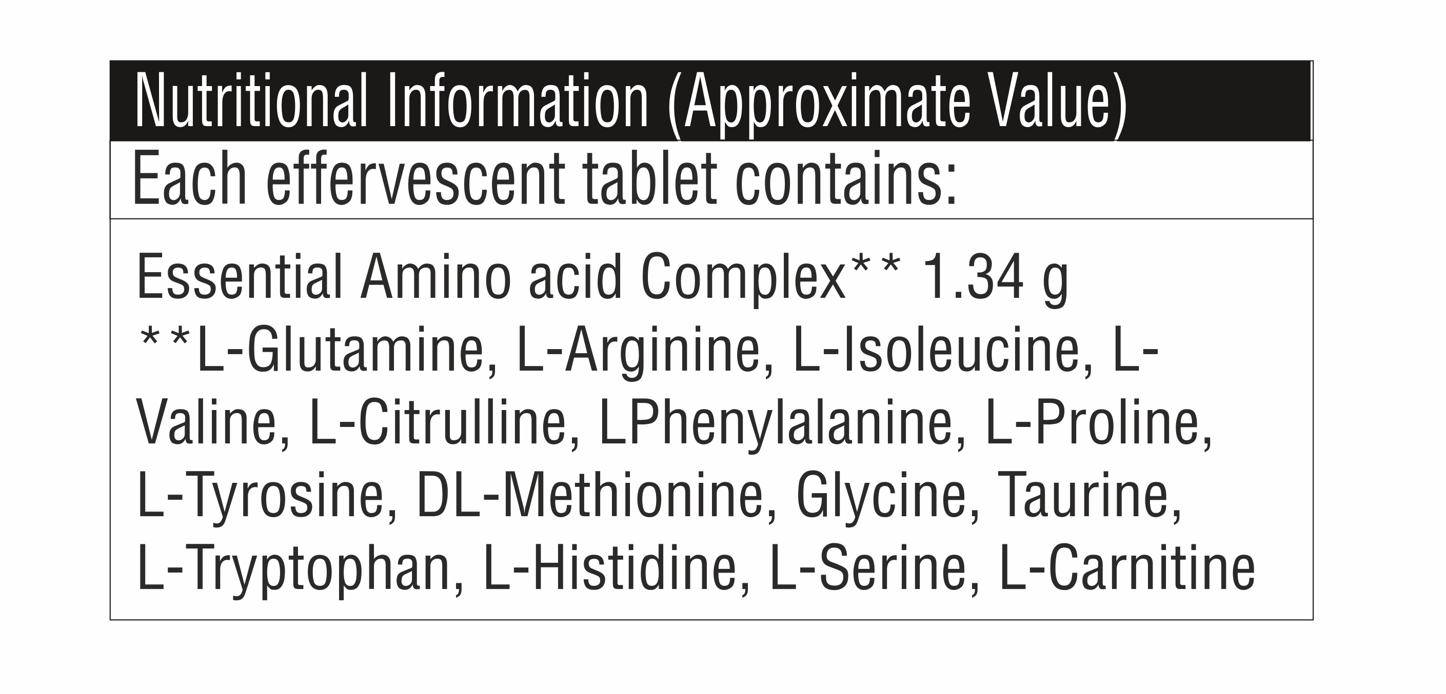 L-Glutamine With Amino Acid Complex And L-Carnitine Effervescent Tablet