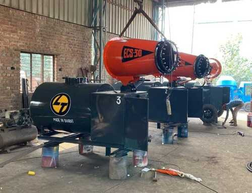 Anti Smog Gun Machine - 360Â° Rotation, 1000 ltr Capacity, 1 hp Power, 30 Metre Throw Range | Mild Steel, Trolley Mounted, Commercial Use