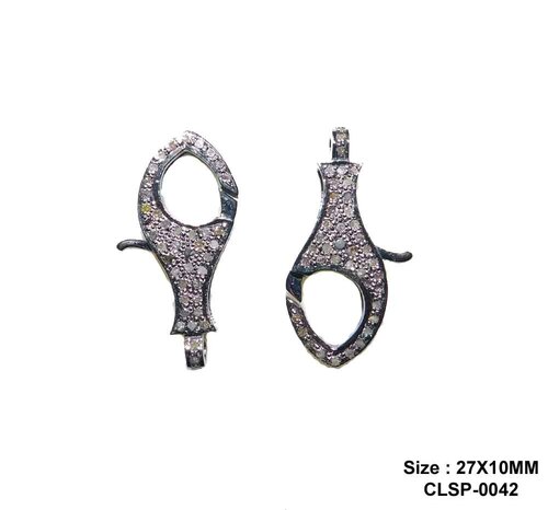 925 Starling Silver Handmade Pave Diamond Fancy Stylish Clasp Lock - Gender: Women