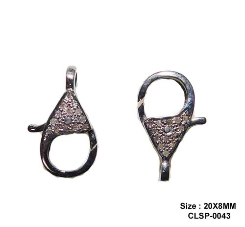 925 Starling Silver Handmade Pave Diamond Fancy Small Clasp Lock