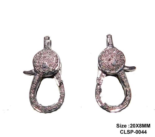 925 Starling Silver Handmade Pave Diamond Round Style Clasp Lock