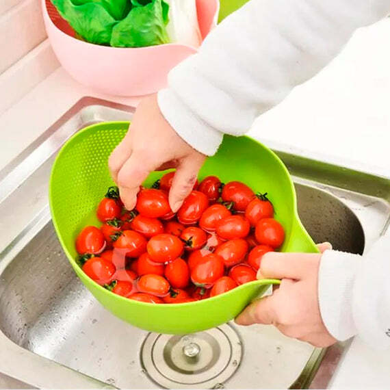 RICE BOWL THICK DRAIN BASKET WITH HANDLE (0154)