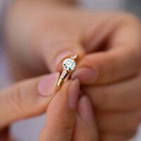 1CT Round Lab Grown Brilliant Cut Engagement Ring with a Pave Diamond Halo ring