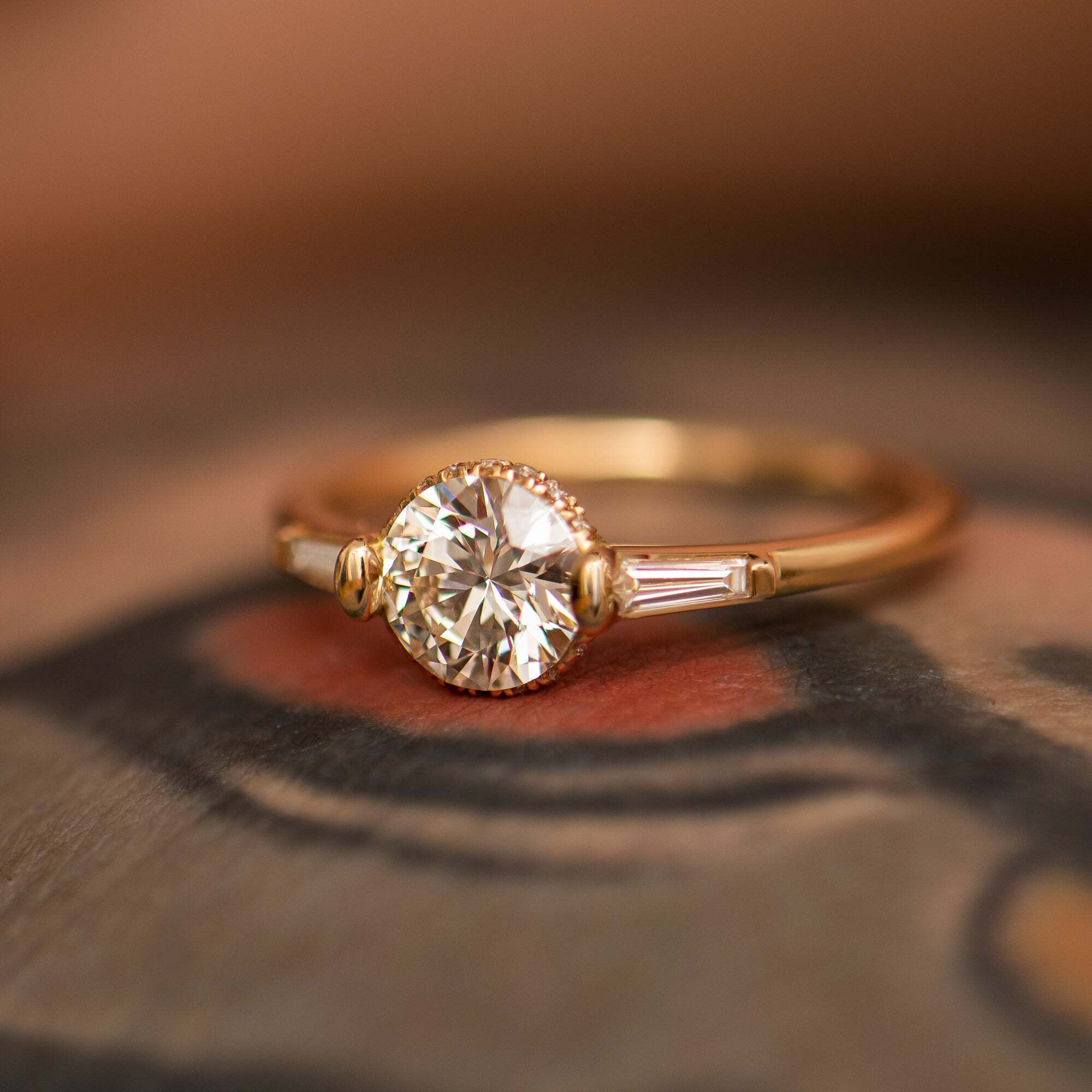 1CT Round Lab Grown Brilliant Cut Engagement Ring with a Pave Diamond Halo ring