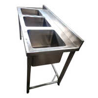 Commercial Three Sink Unit - Color: Silver