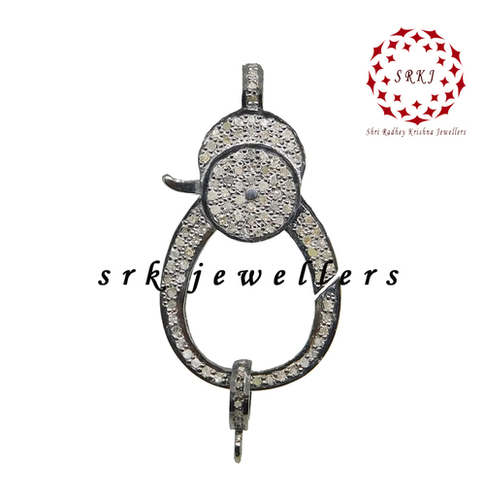 925 Starling Silver Handmade Pave Diamond Clasp Lock