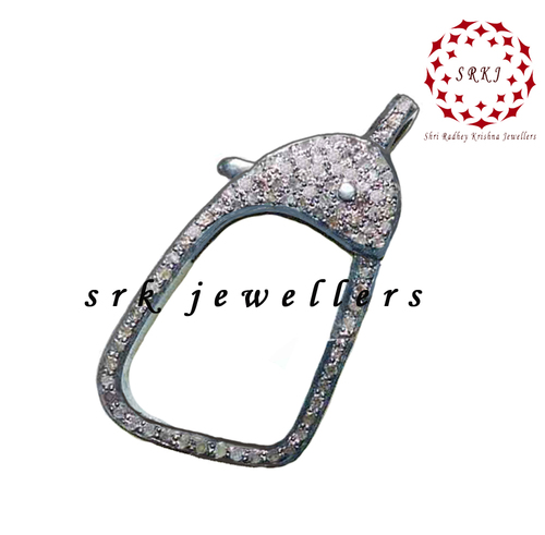 925 Starling Silver Unique Handmade Pave Diamond Clasp Lock