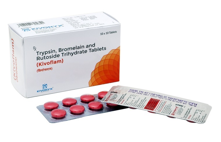 Trypsin 48 mg Bromelain 90 mg Rutoside Trihydrate 100 mg Diclofenac Sodium 50 mg Tablets