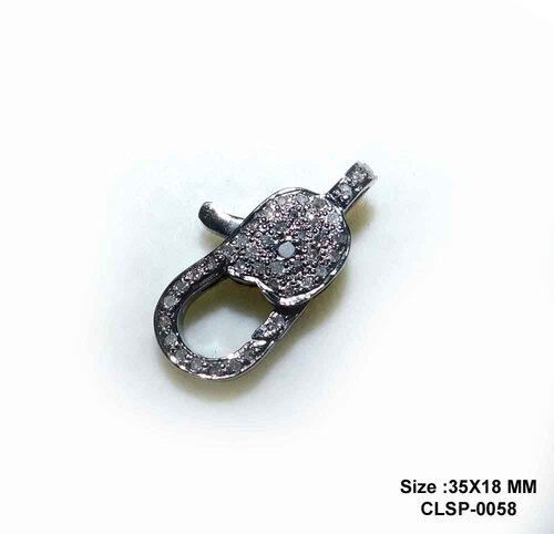 925 Starling Silver Small Handmade Pave Diamond Clasp Lock