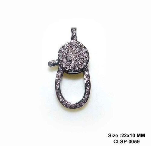 925 Starling Silver Fancy Handmade Pave Diamond Round Clasp Lock