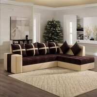 L Shape Sofa Set - Luxurious Velvet Upholstery, Spacious Seating for Modern Living Rooms