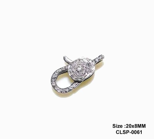 925 Starling Silver Handmade Small Pave Diamond Clasp Lock - Gender: Women