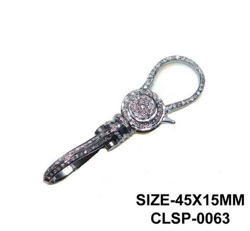 925 Starling Silver Handmade Pave Diamond Long Clasp Lock