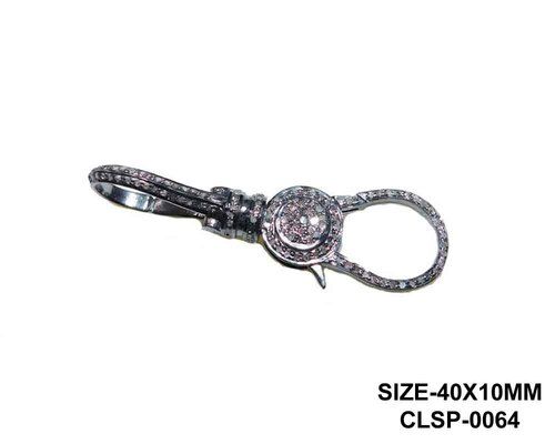 925 Starling Silver Handmade Pave Diamond Long 2 Side Clasp Lock