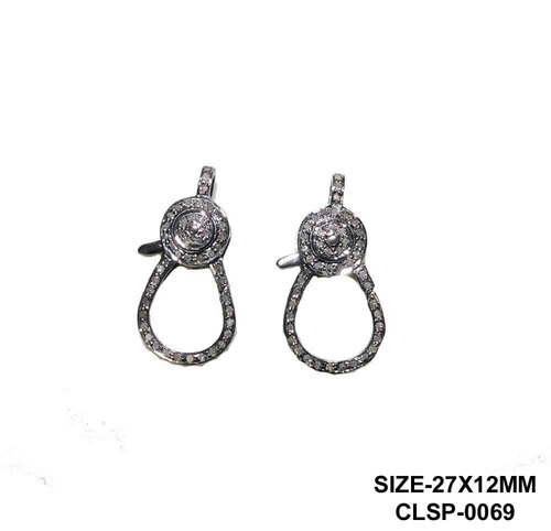 925 Starling Silver Handmade Pave Diamond Round Clasp Lock