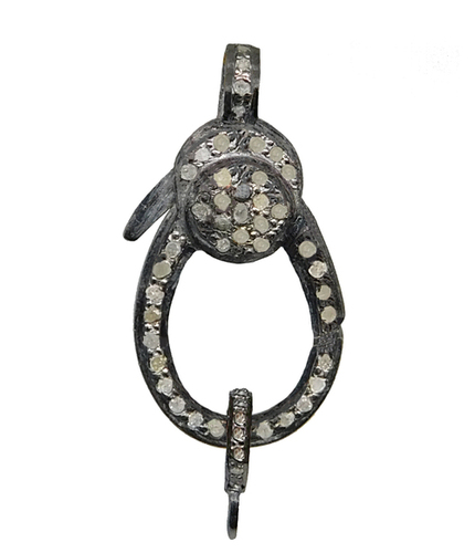 925 Starling Silver Handmade Pave Diamond Fancy Black Clasp Lock