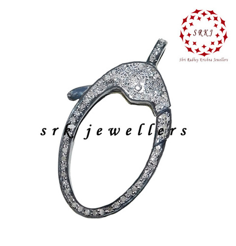 925 Starling Silver Black Unique Handmade Pave Diamond Clasp Lock