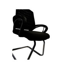 Adhunika Black Net Back And Visitor Cushion Chair