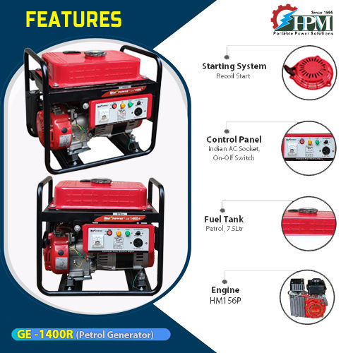 1 KVA Petrol Generator Model GE-1400R Manual Start