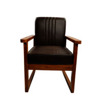 Adhunika Wooden Living Room Chair With Leather Seat Chair