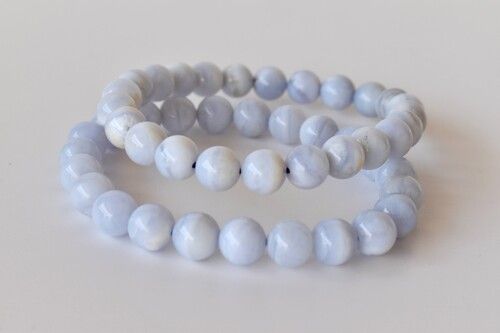 Round Blue Lace Agate Gemstone Bracelet