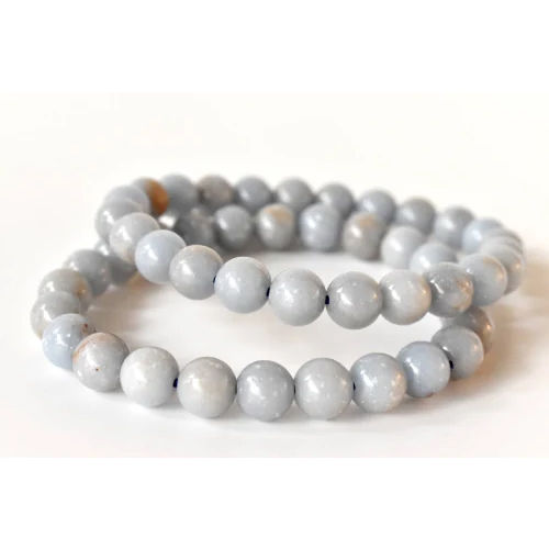 Round Angelite Gemstone Beaded Gemstone Bracelet