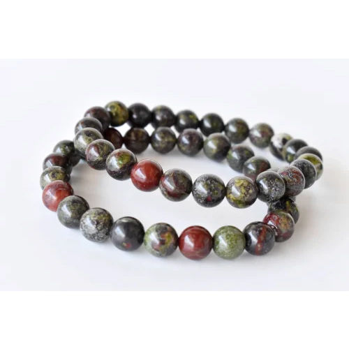 Round African Bloodstone Beaded Gemstone Bracelet