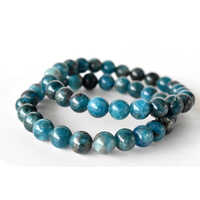 Apatite Bracelet Crystal Beaded Bracelet - Natural Gemstones, 7-7.5 Inches, Bead Sizes: 4mm - 10mm, Round Blue Beads, Lightweight 22 Grams