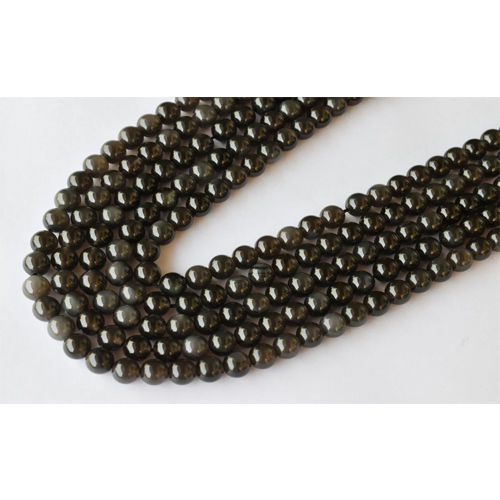 Stone Black Obsidian Beads For Necklace