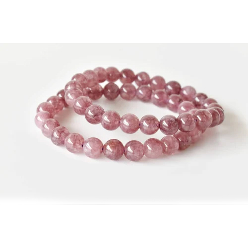 Round Pink Tourmaline Beaded Gemstone Bracelet