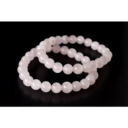 Round Rose Quartz Crystal Beaded Gemstone Bracelet