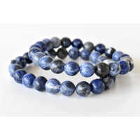 Sodalite Bracelet - Natural Gemstones 4mm, 6mm, 8mm, 10mm Beads | 7-7.5 Inches Long, Blue Round Beads, Weighs 20 Grams
