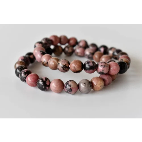 Rhodonite Crystal Bracelet, Beaded Gemstone Bracelet