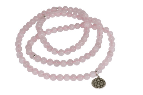 Pink 108 Prayer Beads Rose Quartz Beads Mala Bracelet