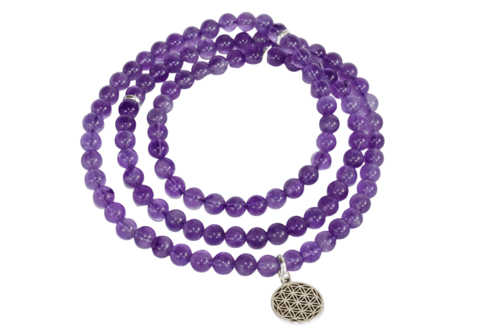 Amethyst 108 Prayer Beads Mala Bracelet Prayer Beads Necklace