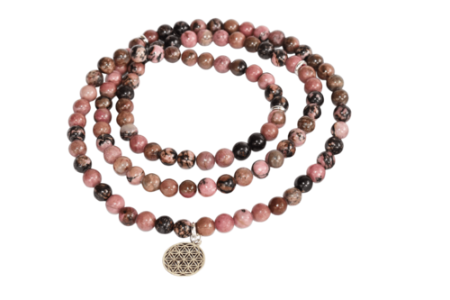 Rhodonite 108 Prayer Beads Mala Bracelet 108 Prayer Beads Necklace