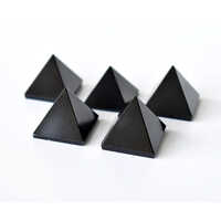 Black Agate Crystal Pyramid - 1 Inch, Polished Finish For Energy And Focus