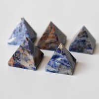 Sodalite Crystal Pyramids, Energy Crystal Stone - 1" Size, Polished Surface For Smooth Finish, White Color, Pyramid Shape Enhances Focus And Energy