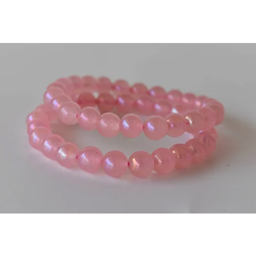 Aura Quartz Rose Quartz Bracelet Crystal Beaded Bracelet