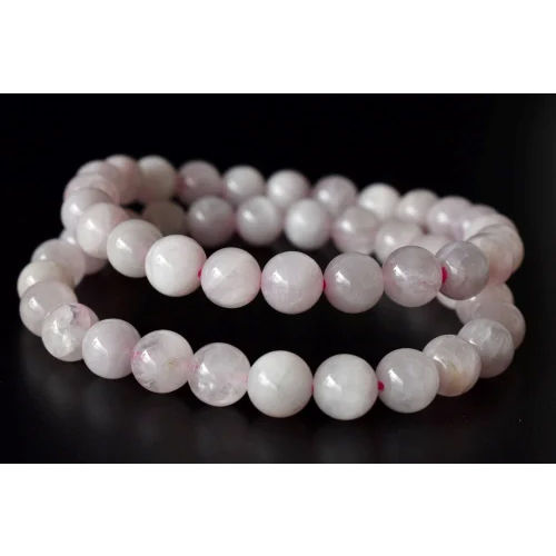 Round Kunzite Crystal Beaded Gemstone Bracelet