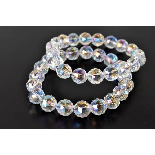 Round Aura Quartz Rainbow Moonstone Faceted Bracelet