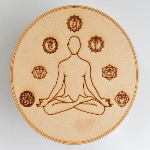 Brown 7 Chakra With Yoga Crystal Grid Board