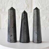 Hematite Obelisk Point Crystal Tower - Color: Black
