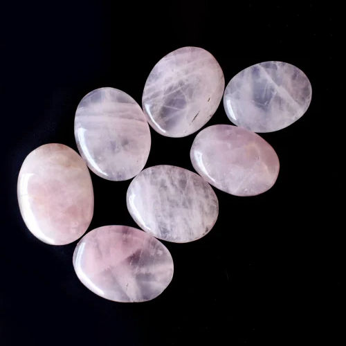 Oval Cut Rose Quartz Worry Stone For Crystal Healing