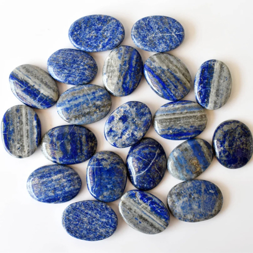 Lapis Lazuli Flat Stone, Polished Oval Flat Stone for Calming Crystal, Anxiety Relief