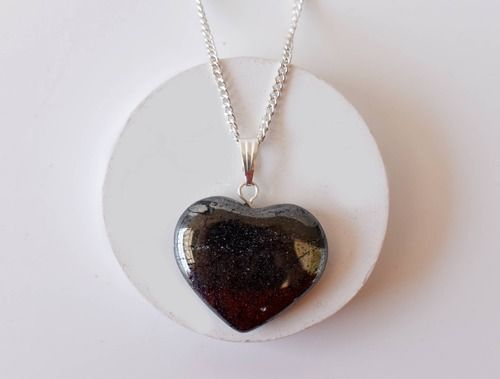 Hematite Crystal Heart Pendant, Genuine Heart Shaped Necklaces