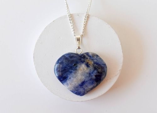 Round Sodalite Crystal Heart Pendant