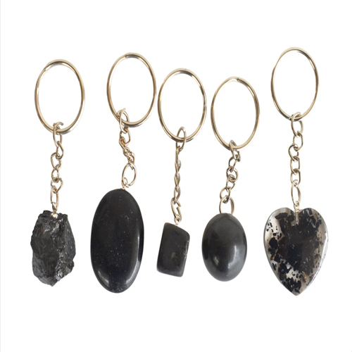 Black Tourmaline Key Chain, Gemstone Keychain Crystal Key Ring