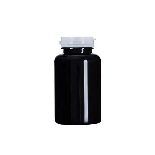 Bpa Free Food Grade 300Cc Glossy Black Plastic Bottle Tablet Nutritional Supplement Bottle Pet Bottle With Lid Tamper Eviddent Size: 300Ml