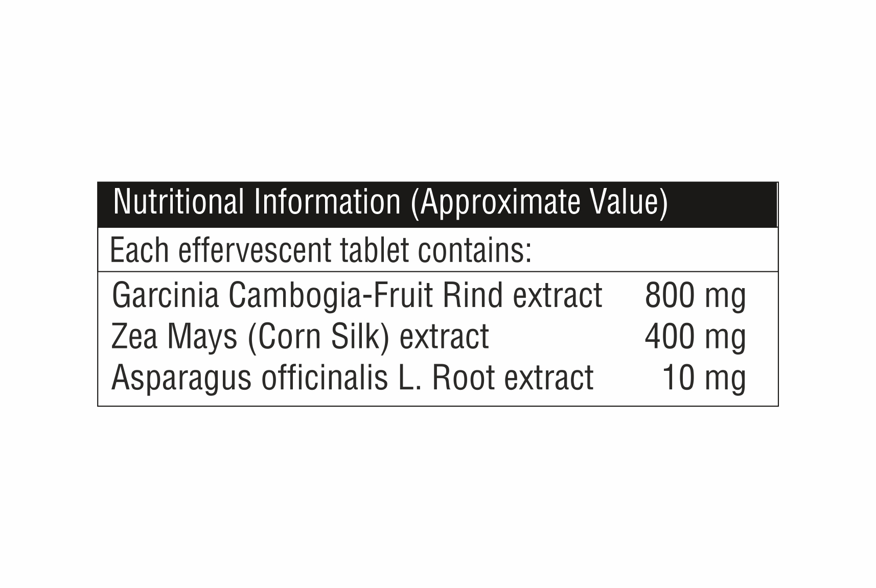 Garcinia Cambogia-Fruit Rind Extract Effervescent Tablet